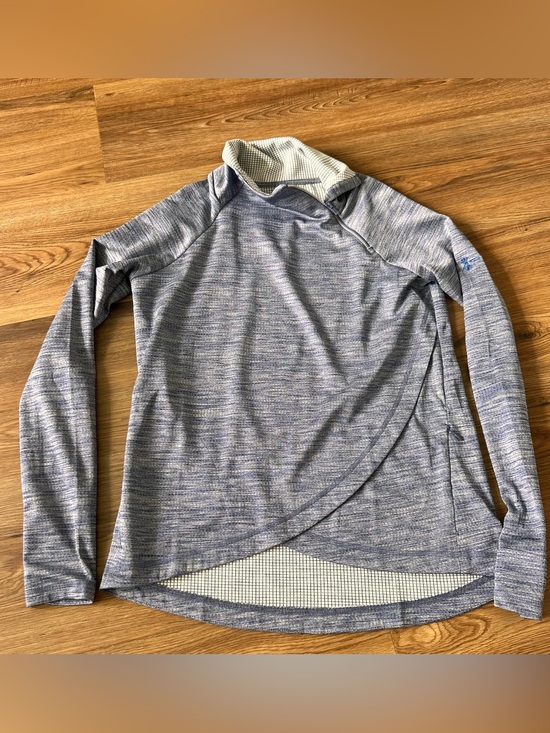 IBKUL Tops - IBKUL Pullover Womens Medium Blue Mock Neck Zip Asymmetrical Golf Tennis UPF 50+